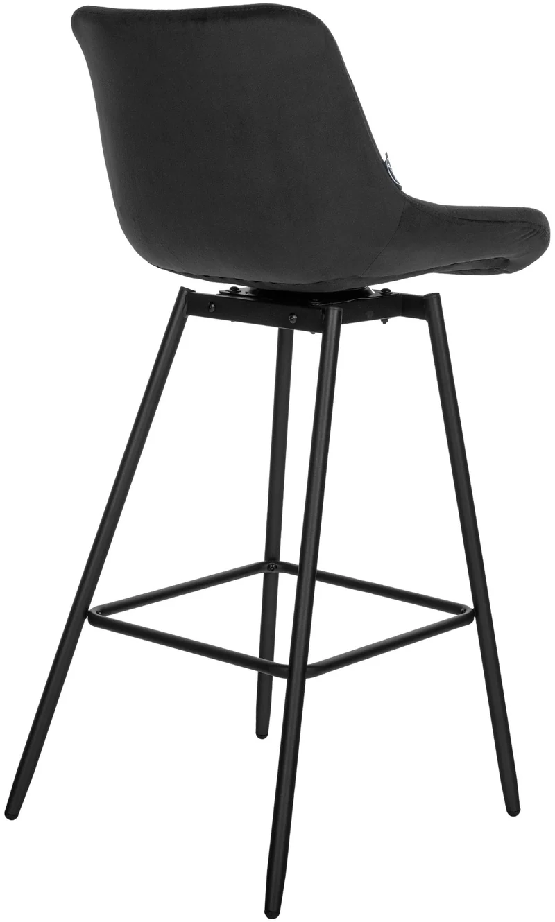 Tabouret de bar pivotant x1 avec repose-pieds revêtement en velours noir piètement à quatre pieds en métal noir 10_0005477