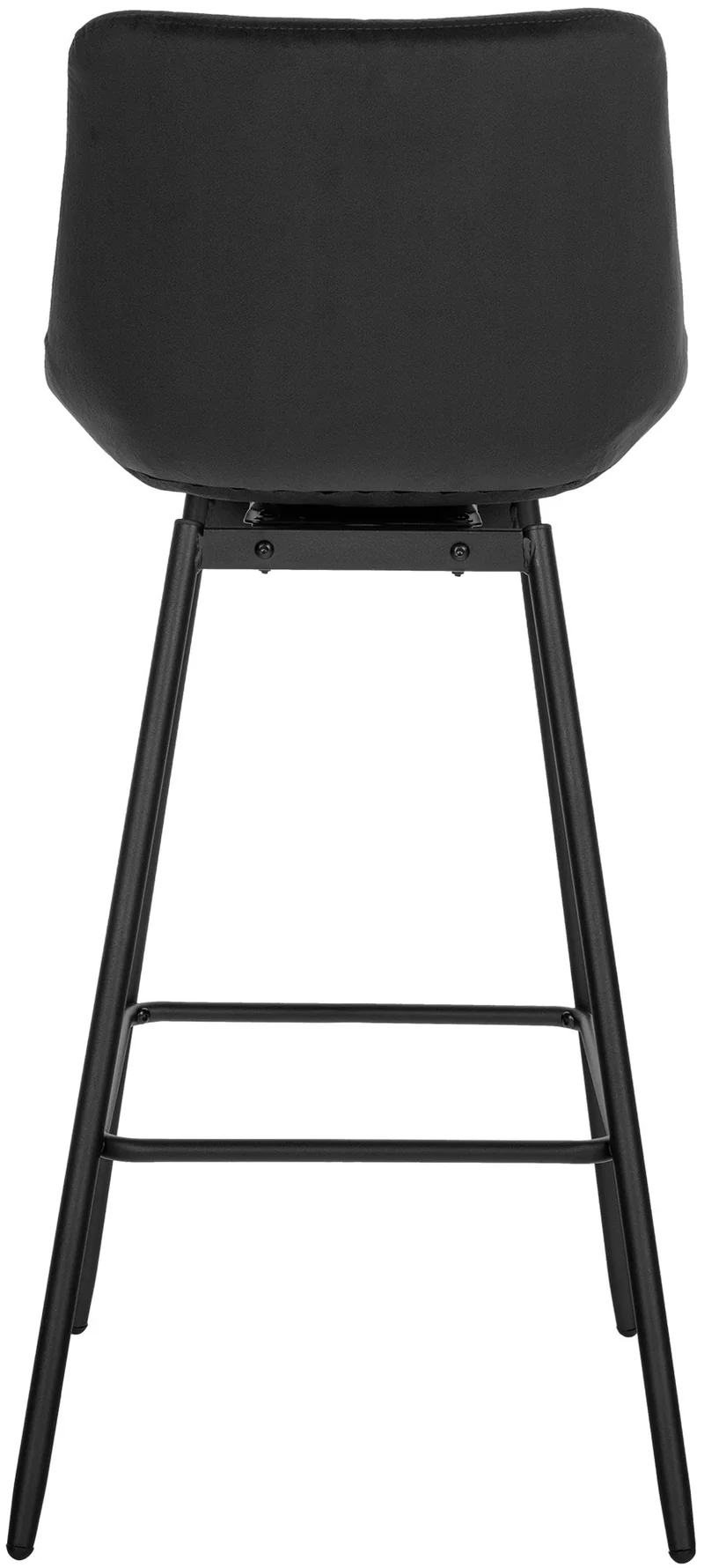 Tabouret de bar pivotant x1 avec repose-pieds revêtement en velours noir piètement à quatre pieds en métal noir 10_0005477
