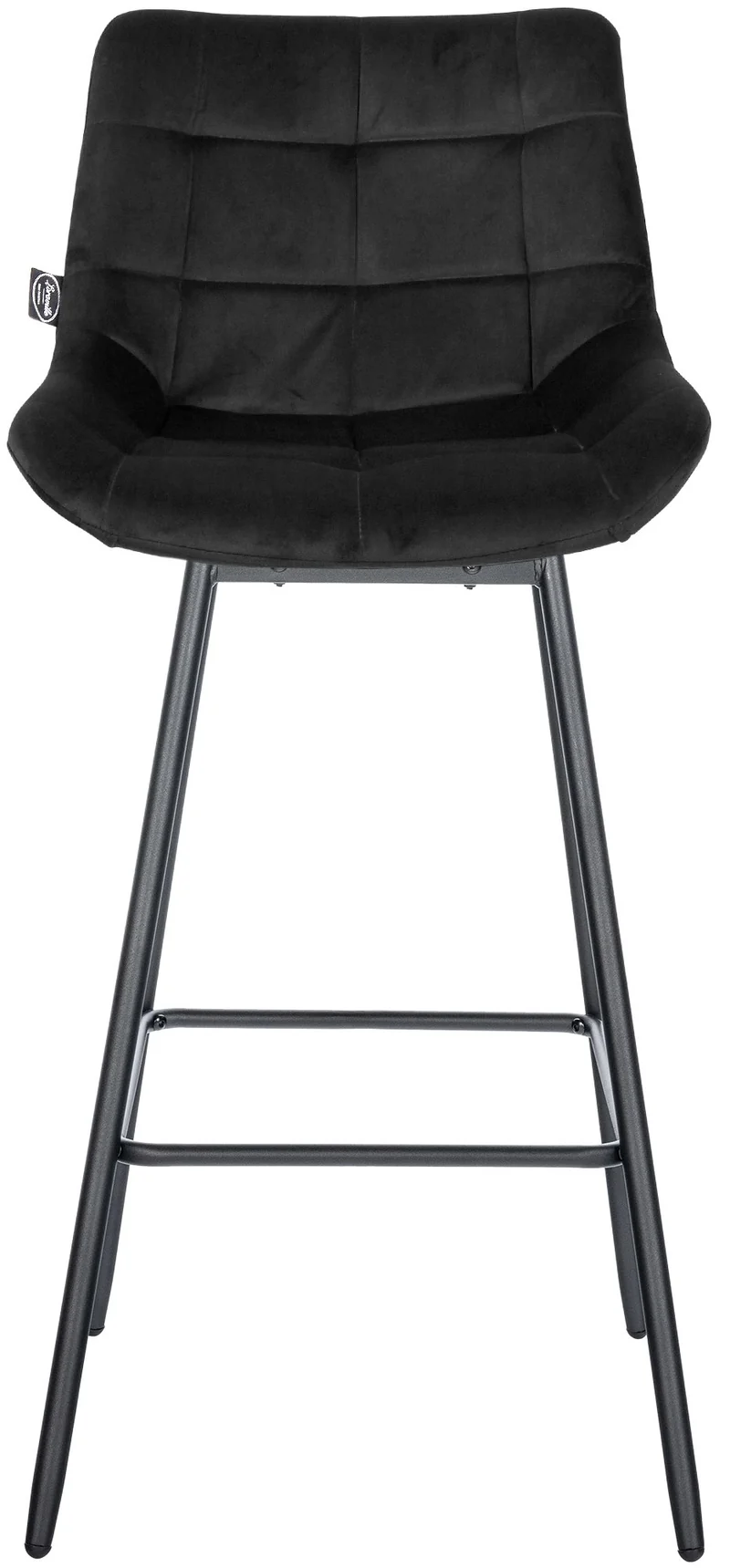 Tabouret de bar pivotant x1 avec repose-pieds revêtement en velours noir piètement à quatre pieds en métal noir 10_0005477