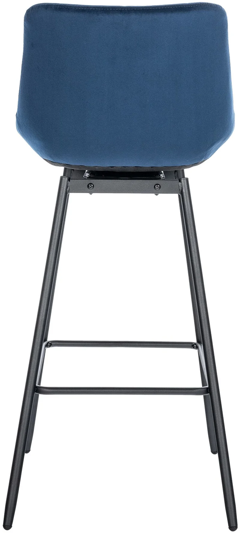 Tabouret de bar pivotant x1 avec repose-pieds revêtement en velours bleu piètement à quatre pieds en métal noir 10_0005473