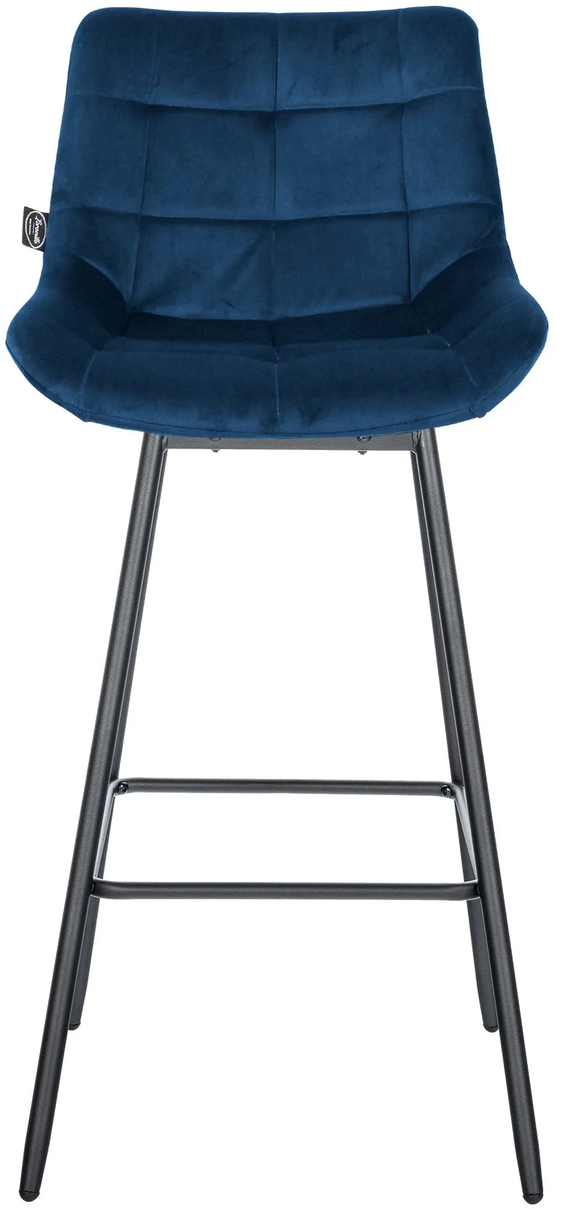 Tabouret de bar pivotant x1 avec repose-pieds revêtement en velours bleu piètement à quatre pieds en métal noir 10_0005473