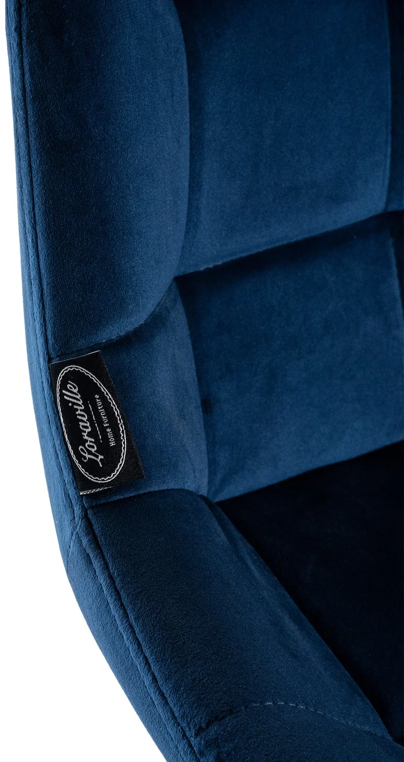 Tabouret de bar pivotant x1 avec repose-pieds revêtement en velours bleu piètement à quatre pieds en métal noir 10_0005473