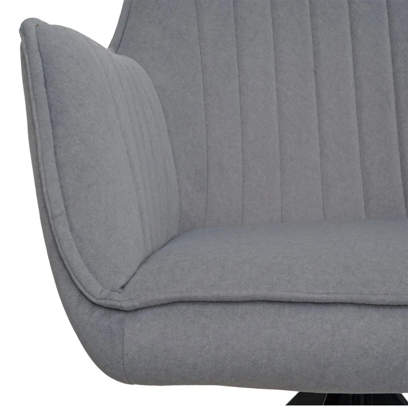 Lot de 6 chaises de salle à manger avec accoudoirs siège rotatifs en tissu gris clair avec coutures décoratives 04_0007745