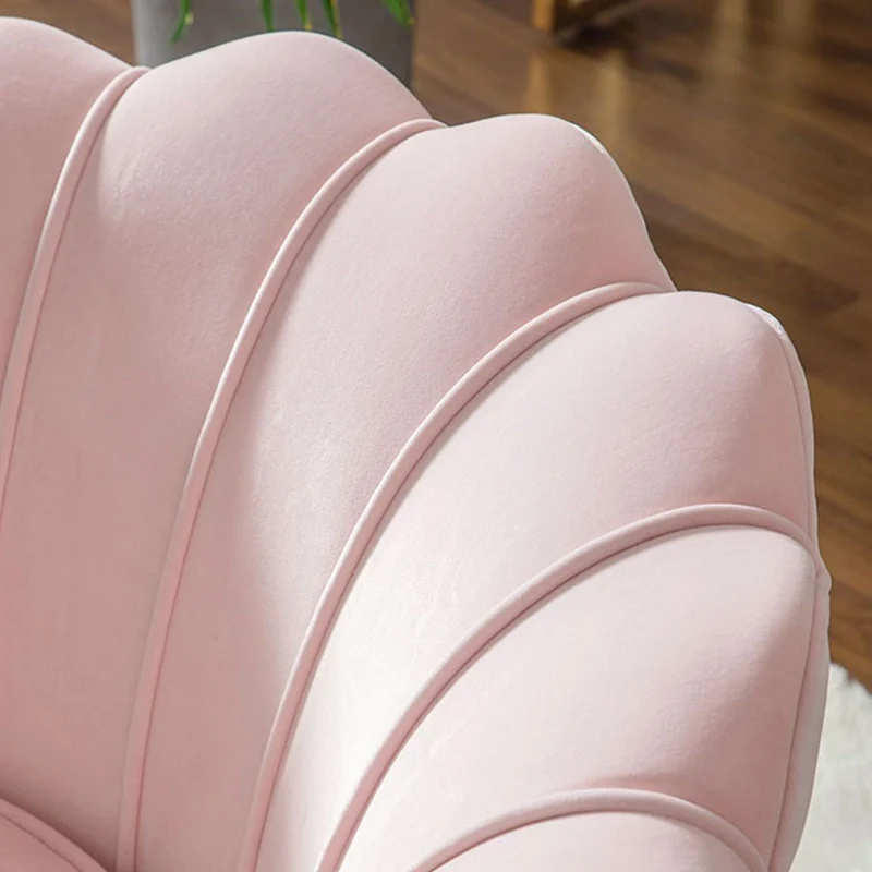 Contemporary Creative Curved Round Synthetic Fabric Metal Accent Chair Backrest Armless For Living Room