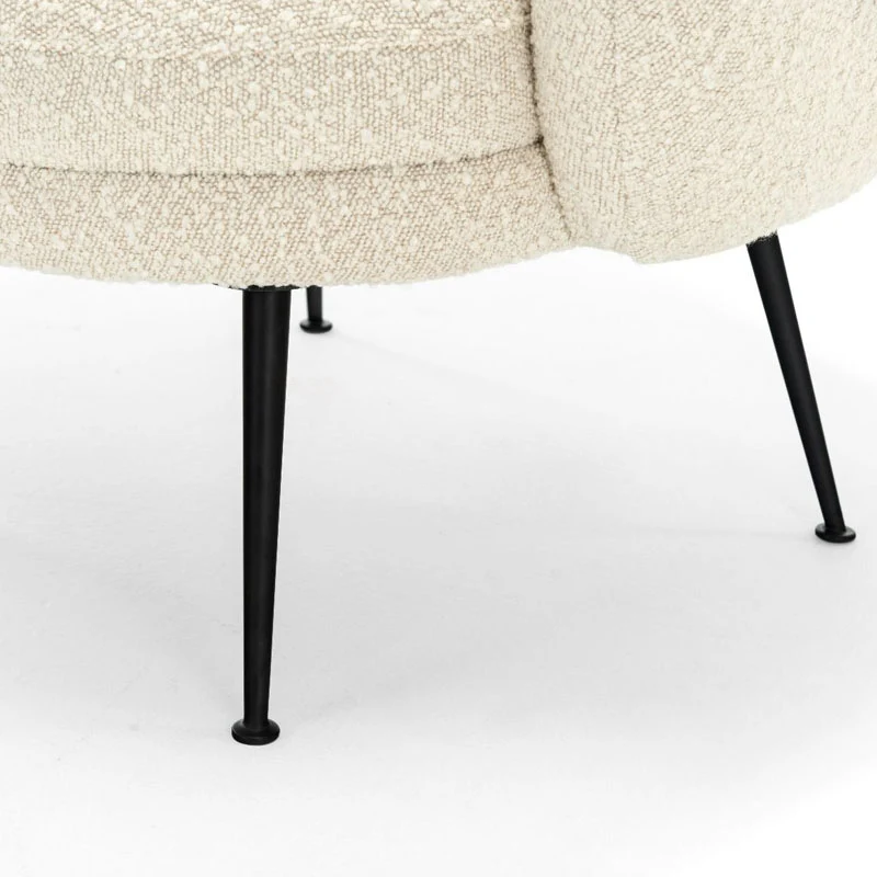 Traditional French Curved Round Sherpa Fabric Iron Accent Chair Backrest Armless For Living Room