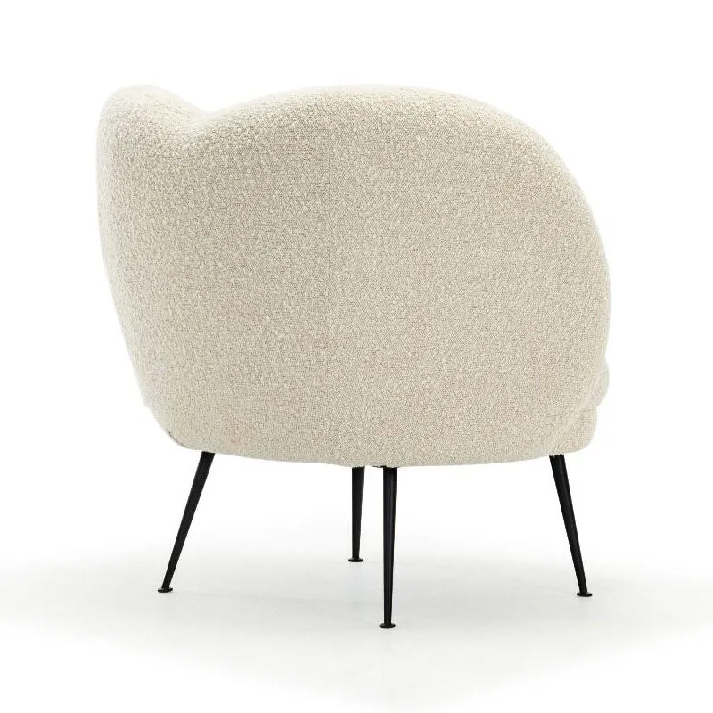 Traditional French Curved Round Sherpa Fabric Iron Accent Chair Backrest Armless For Living Room