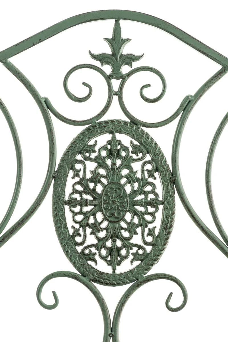 Chaise de jardin balcon terrasse avec accoudoirs design rustique en métal vert vieilli 10_0003026