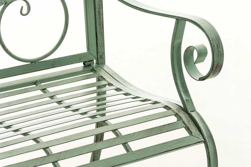 Chaise de jardin balcon terrasse avec accoudoirs design rustique en métal vert vieilli 10_0003026