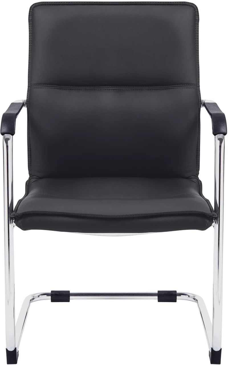 Chaise de bureau fauteuil visiteur avec accoudoirs en PVC noir et métal 10_0001923