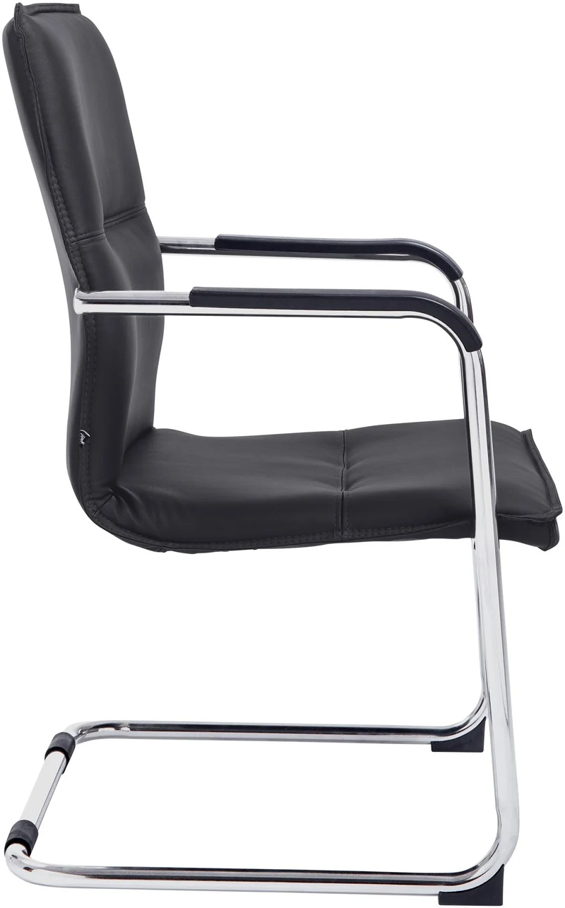 Chaise de bureau fauteuil visiteur avec accoudoirs en PVC noir et métal 10_0001923