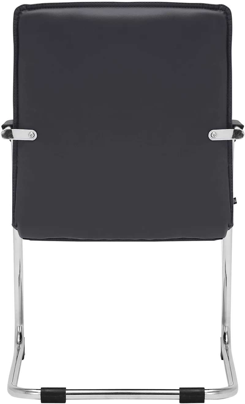Chaise de bureau fauteuil visiteur avec accoudoirs en PVC noir et métal 10_0001923