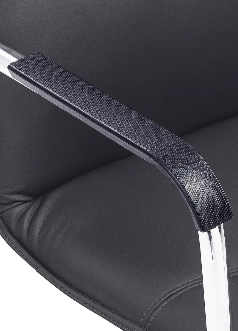 Chaise de bureau fauteuil visiteur avec accoudoirs en PVC noir et métal 10_0001923