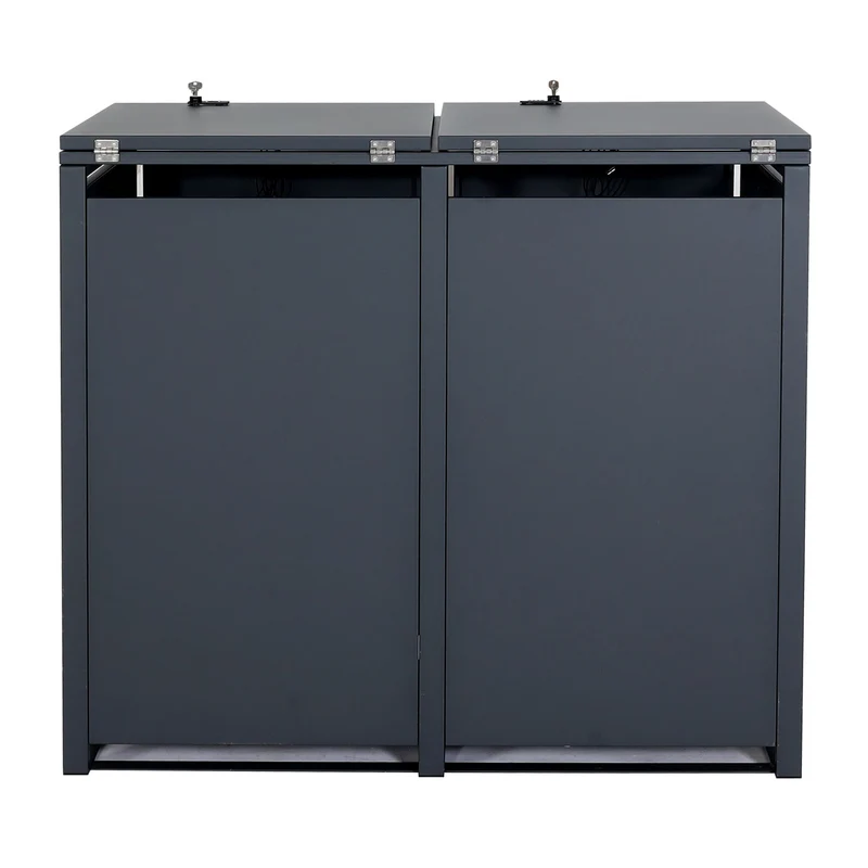 Abri pour 2 poubelles jusqu'à 120 L – Structure en acier anthracite 103x115x63 cm 04_0008224
