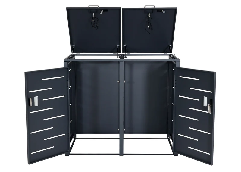Abri pour 2 poubelles jusqu'à 120 L – Structure en acier anthracite 103x115x63 cm 04_0008224