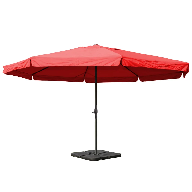 Parasol de terrasse 5 m Voile bordée + Pied – Polyester bordeaux & structure alu 04_0008022