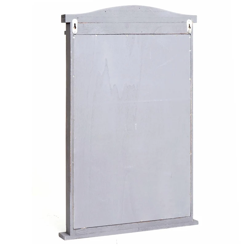 Miroir mural avec volets en bois gris – 71×46×5 cm – Style vintage pour salle de bain, entrée ou salon 04_0007889