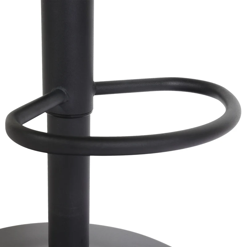 Lot de 2 tabourets de bar Tissu gris clair – Structure en fer noir – Accoudoirs – Repose-pieds – Pivotants à 360° – Réglables en hauteur 04_0007466