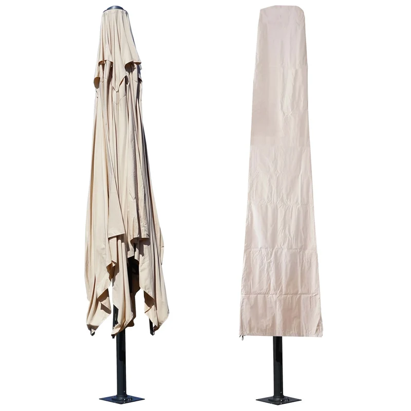 Housse de protection pour parasol XXL convient aux parasols jusqu'à 5x5 m Crème – Fermeture éclair 04_0007041