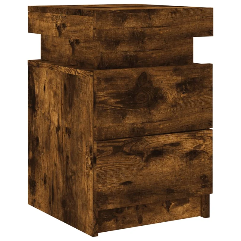 Table de chevet avec lumières LED et tiroirs 35 x 39 x 55 cm bois d'ingénierie marron DEC033174