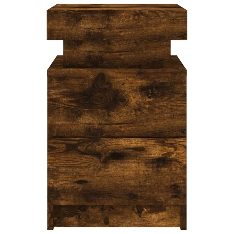 Table de chevet avec lumières LED et tiroirs 35 x 39 x 55 cm bois d'ingénierie marron DEC033174