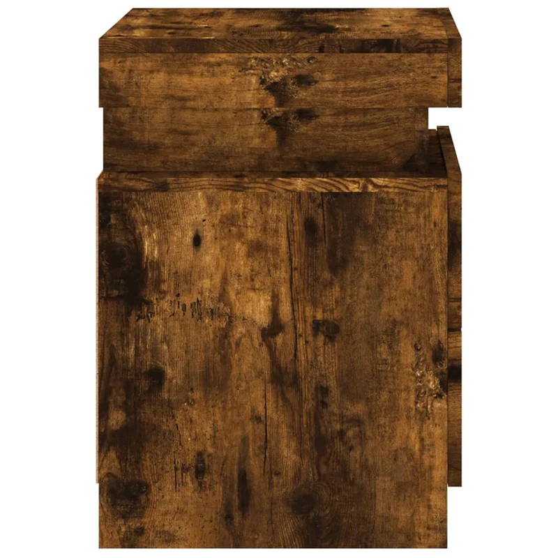 Table de chevet avec lumières LED et tiroirs 35 x 39 x 55 cm bois d'ingénierie marron DEC033174