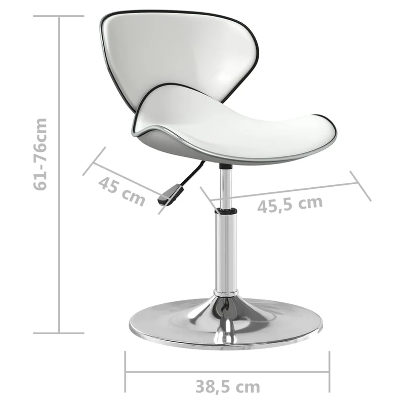 Chaise de salle à manger hauteur réglable en PVC blanc pied en acier chromé DEC025034