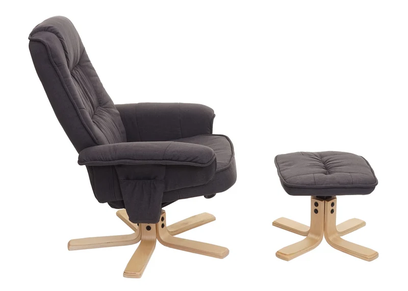 Fauteuil relax inclinable rotatif à 360° avec tabouret en tissu gris foncé 04_0001952