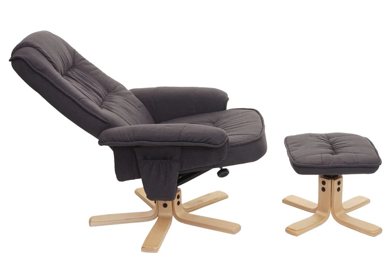 Fauteuil relax inclinable rotatif à 360° avec tabouret en tissu gris foncé 04_0001952