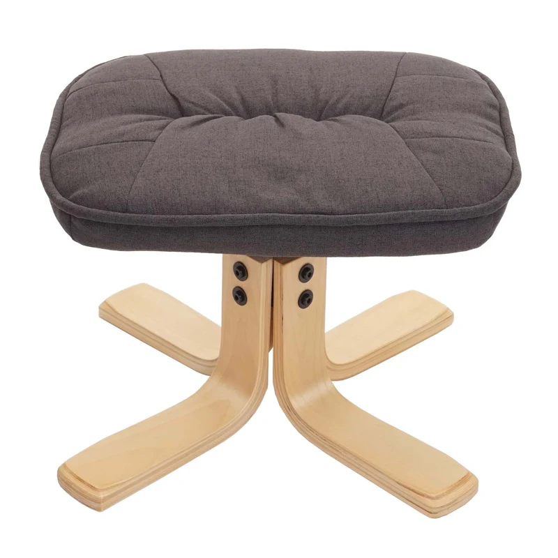 Fauteuil relax inclinable rotatif à 360° avec tabouret en tissu gris foncé 04_0001952