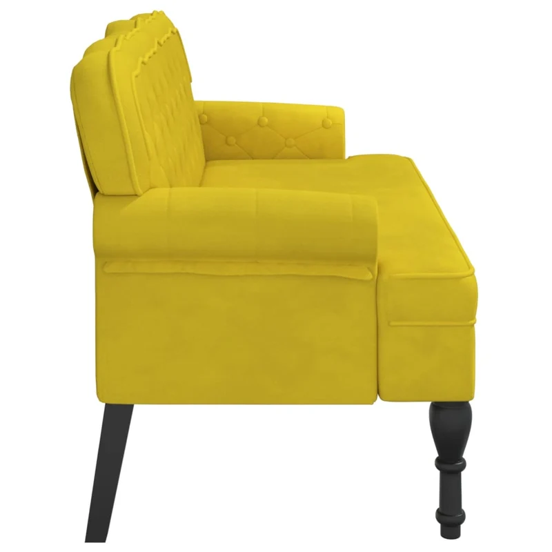 Banc canapé avec dossier capitonné accoudoirs 119,5 x 64,5 x 75 cm en velours jaune DEC024649