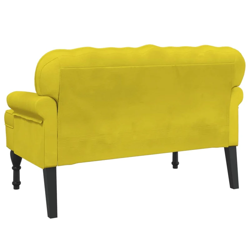 Banc canapé avec dossier capitonné accoudoirs 119,5 x 64,5 x 75 cm en velours jaune DEC024649
