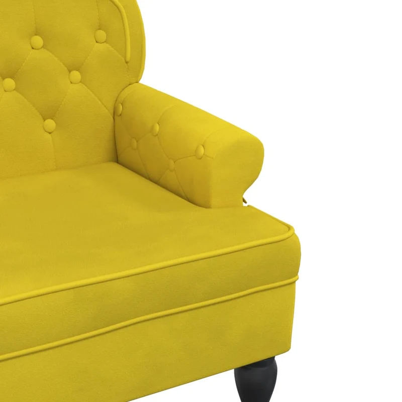Banc canapé avec dossier capitonné accoudoirs 119,5 x 64,5 x 75 cm en velours jaune DEC024649