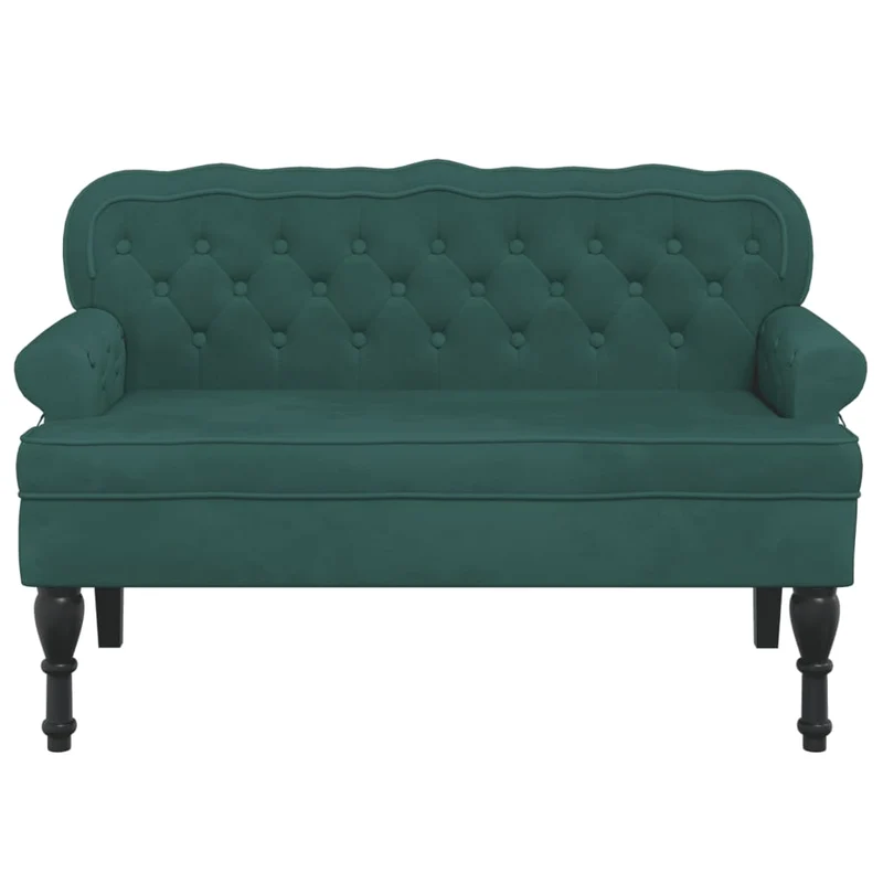 Banc canapé avec dossier capitonné accoudoirs 119,5 x 64,5 x 75 cm en velours vert foncé DEC024661