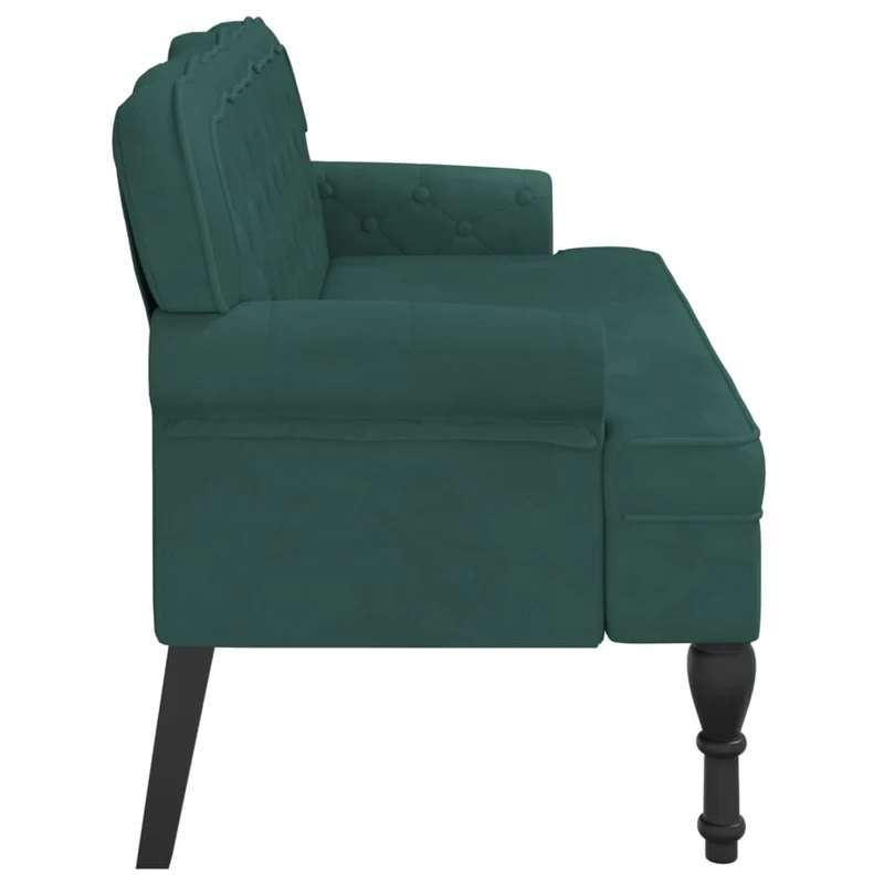 Banc canapé avec dossier capitonné accoudoirs 119,5 x 64,5 x 75 cm en velours vert foncé DEC024661