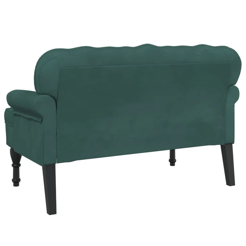 Banc canapé avec dossier capitonné accoudoirs 119,5 x 64,5 x 75 cm en velours vert foncé DEC024661