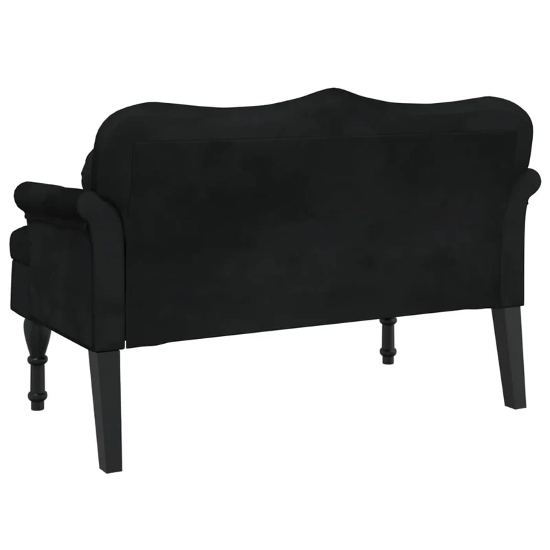 Banquette banc canapé avec coussins avec dossier et coussins 120,5 x 65 x 75 cm velours noir capitonné DEC024634