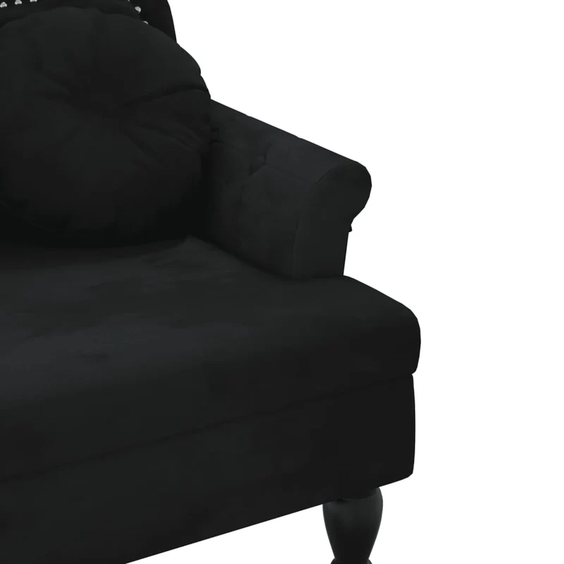 Banquette banc canapé avec coussins avec dossier et coussins 120,5 x 65 x 75 cm velours noir capitonné DEC024634