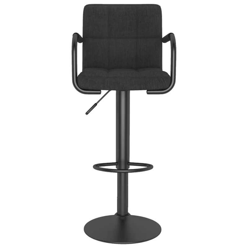Lot de 2 tabourets de bar chaises hautes avec dossier et accoudoirs en tissu noir cadre en acier DEC029815