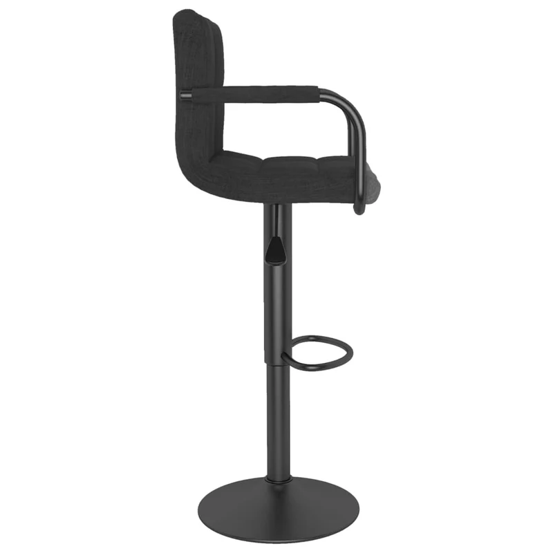 Lot de 2 tabourets de bar chaises hautes avec dossier et accoudoirs en tissu noir cadre en acier DEC029815