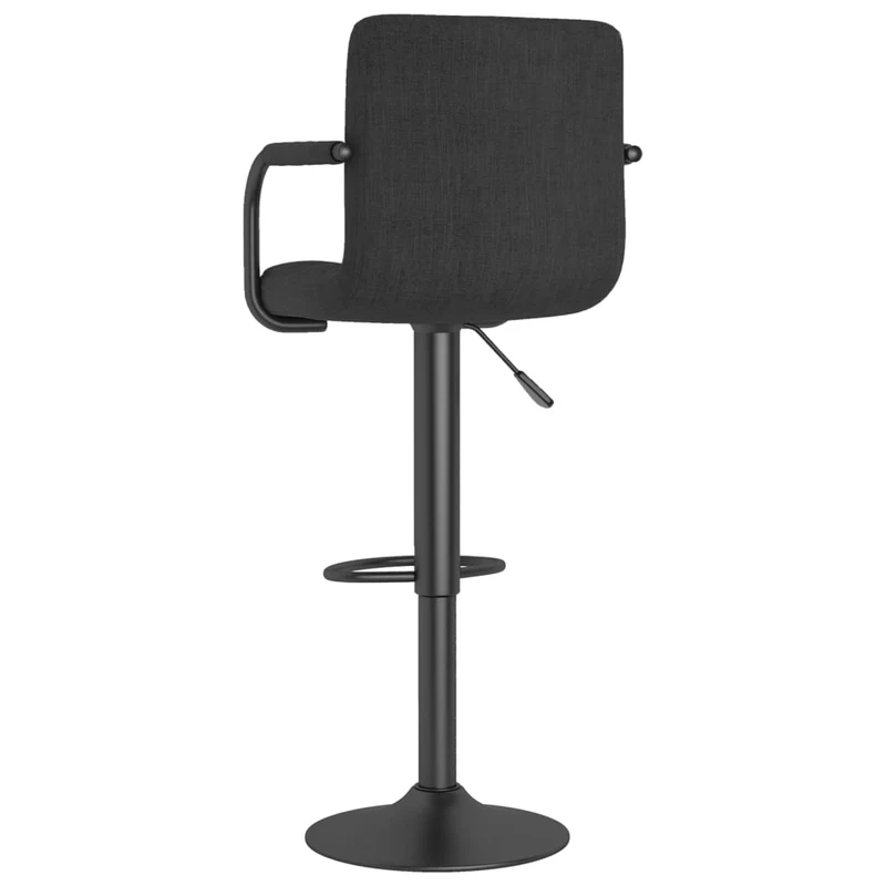 Lot de 2 tabourets de bar chaises hautes avec dossier et accoudoirs en tissu noir cadre en acier DEC029815