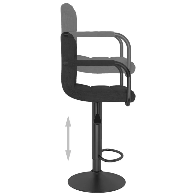 Lot de 2 tabourets de bar chaises hautes avec dossier et accoudoirs en tissu noir cadre en acier DEC029815