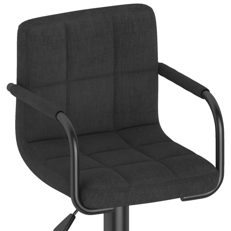 Lot de 2 tabourets de bar chaises hautes avec dossier et accoudoirs en tissu noir cadre en acier DEC029815