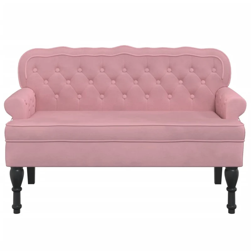 Banc canapé avec dossier capitonné accoudoirs 119,5 x 64,5 x 75 cm en velours rose DEC024658