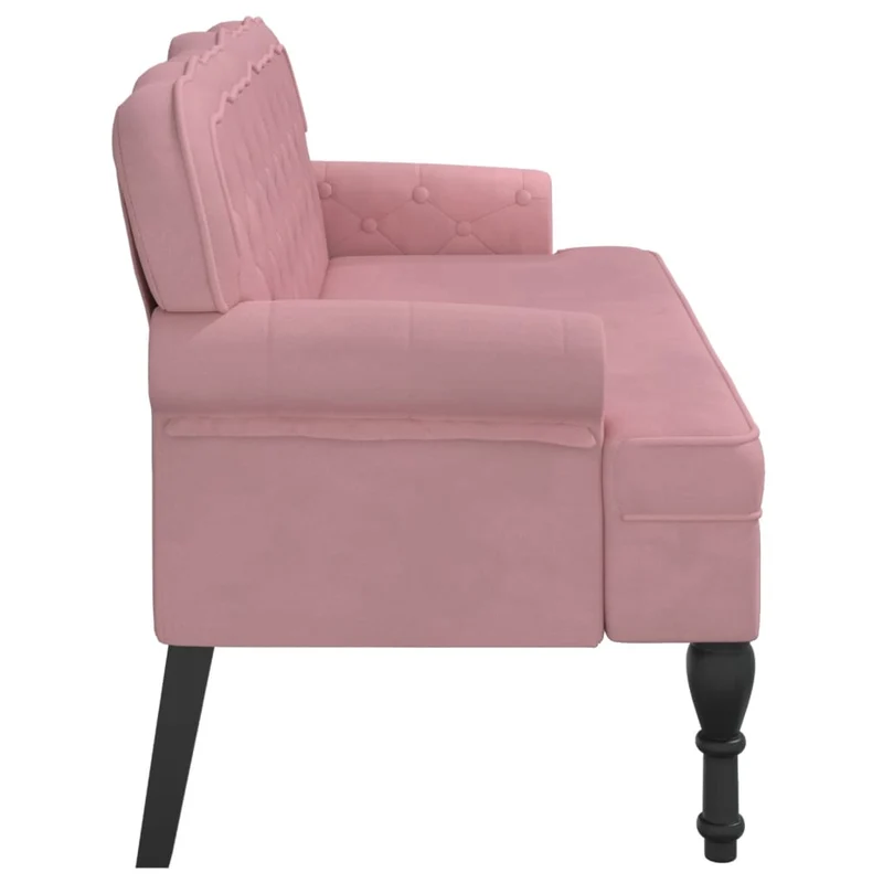 Banc canapé avec dossier capitonné accoudoirs 119,5 x 64,5 x 75 cm en velours rose DEC024658