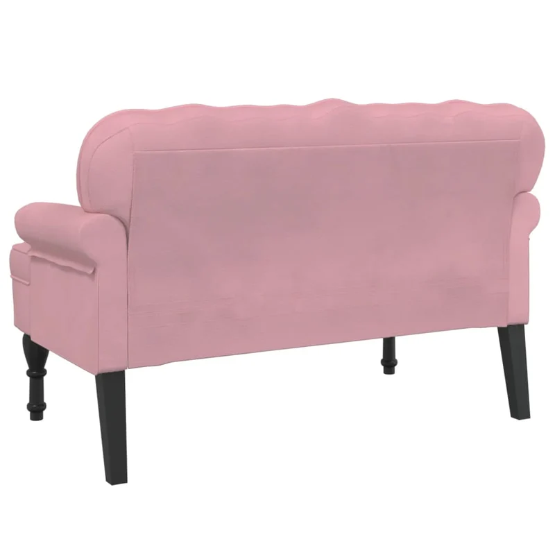 Banc canapé avec dossier capitonné accoudoirs 119,5 x 64,5 x 75 cm en velours rose DEC024658