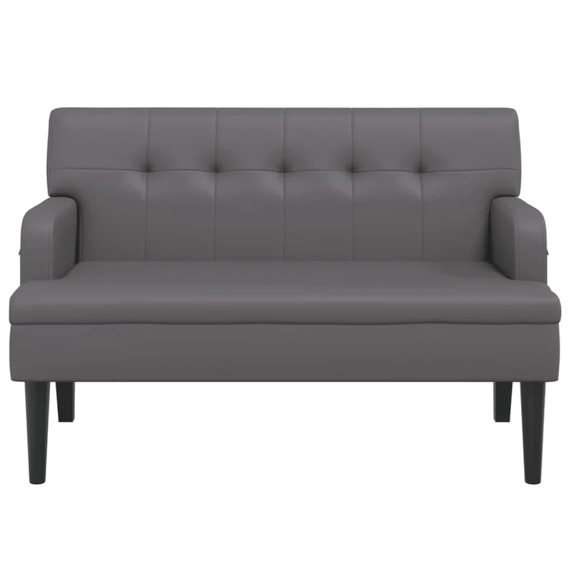 Banquette banc avec dossier capitonné avec accoudoirs 112 x 65,5 x 75 cm en PVC gris DEC024644