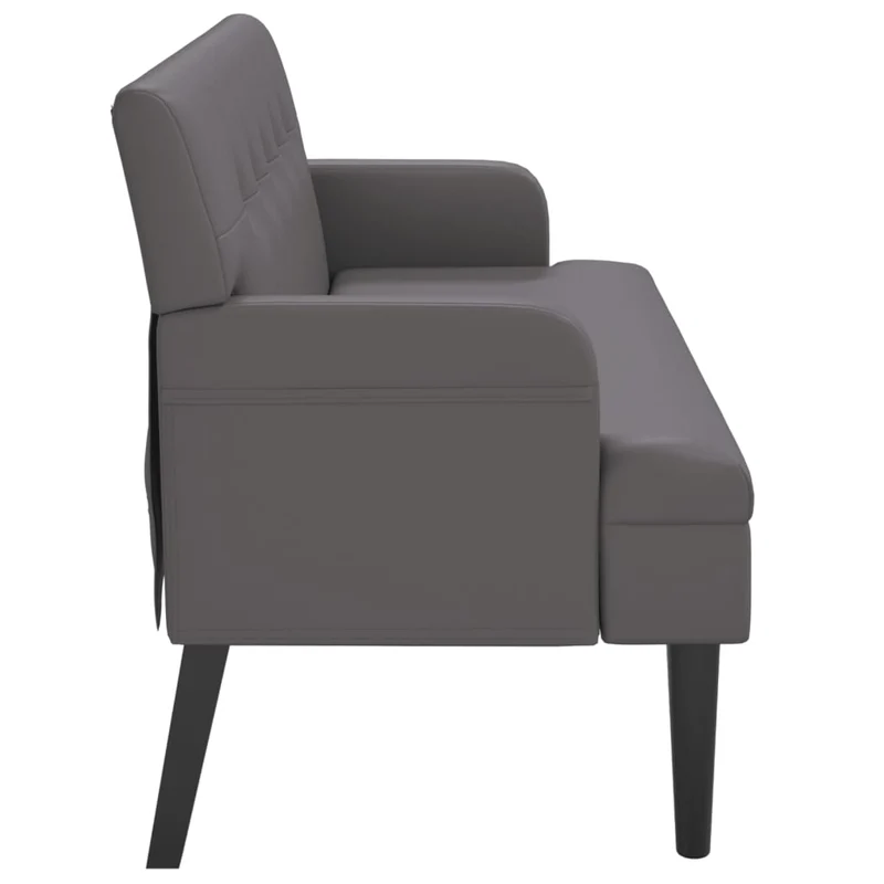 Banquette banc avec dossier capitonné avec accoudoirs 112 x 65,5 x 75 cm en PVC gris DEC024644