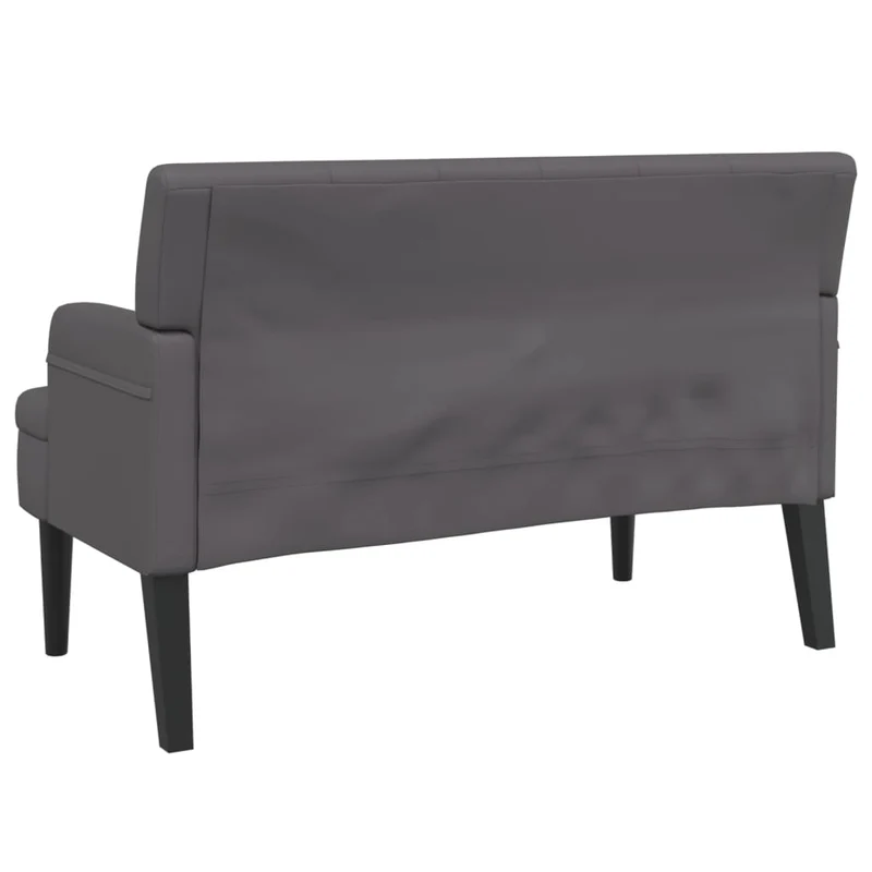 Banquette banc avec dossier capitonné avec accoudoirs 112 x 65,5 x 75 cm en PVC gris DEC024644
