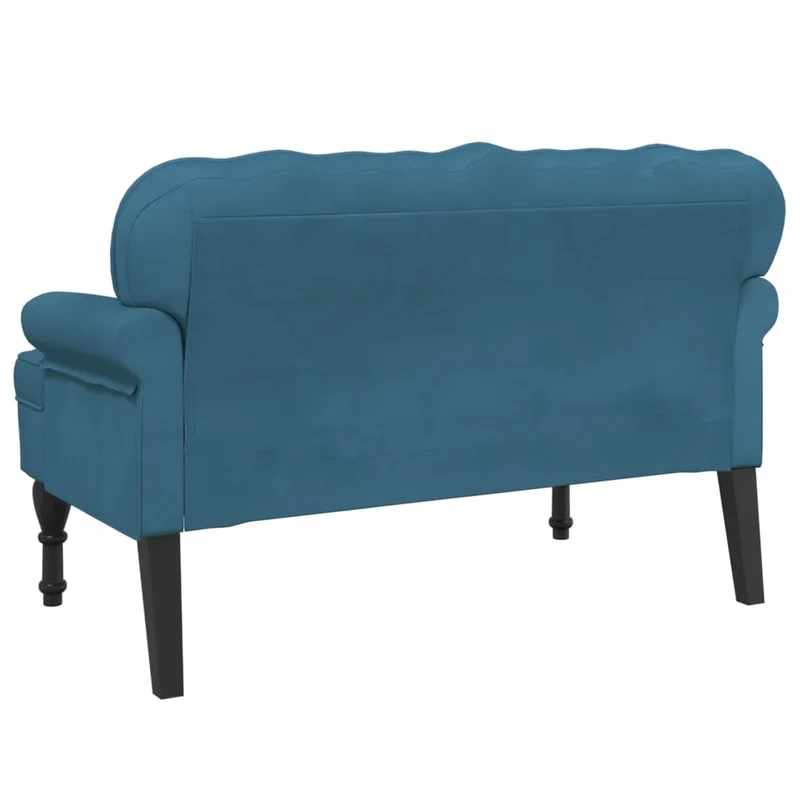 Banquette banc canapé avec dossier capitonné et accoudoirs 119,5 x 64,5 x 75 cm en velours bleu DEC024639