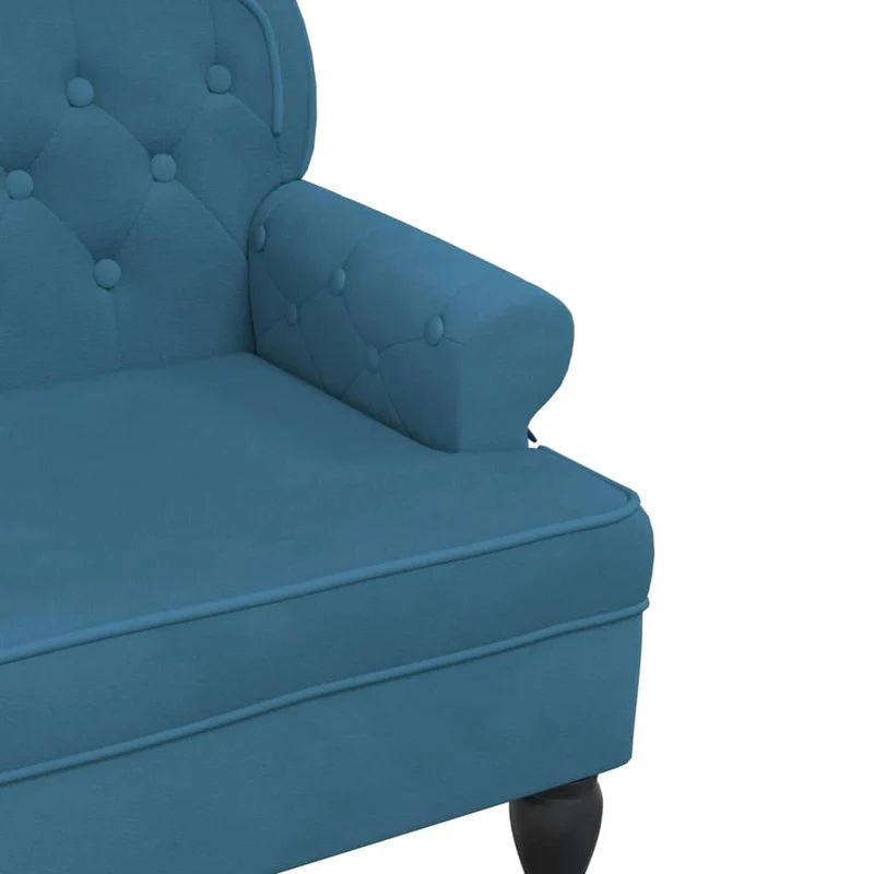 Banquette banc canapé avec dossier capitonné et accoudoirs 119,5 x 64,5 x 75 cm en velours bleu DEC024639